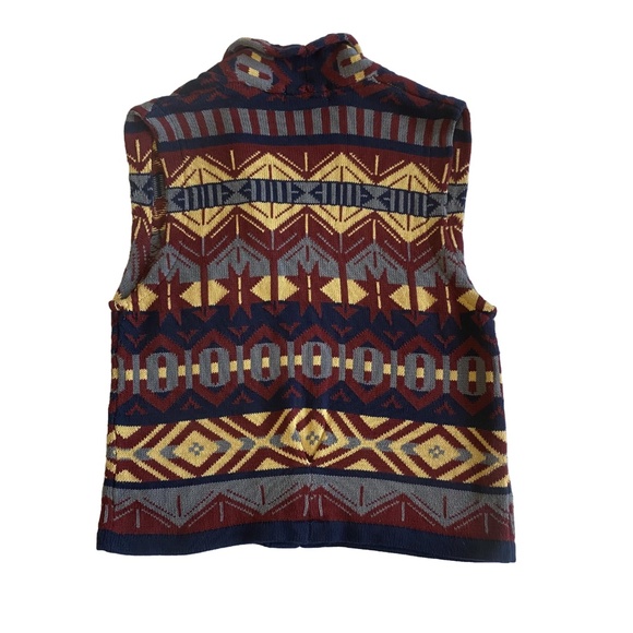 Vintage 80s/90s SAGE by Liz Ence Hand Loomed Art Deco Cotton Vest Grandpa Core M - Picture 6 of 10